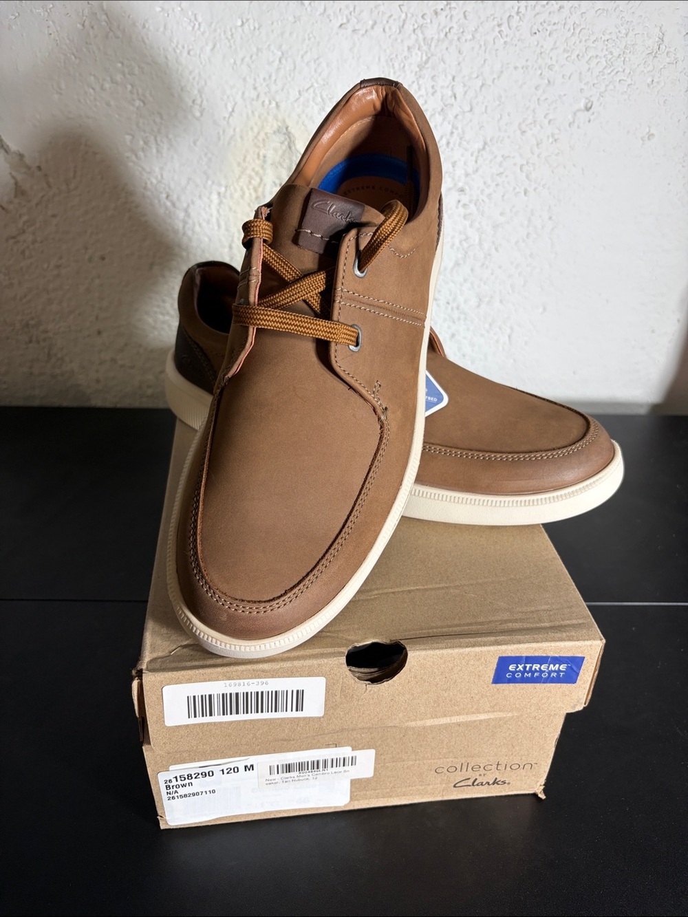 CLARKS Men's Tan Nubuck Cambro Lace Boat Shoe Sz. 12